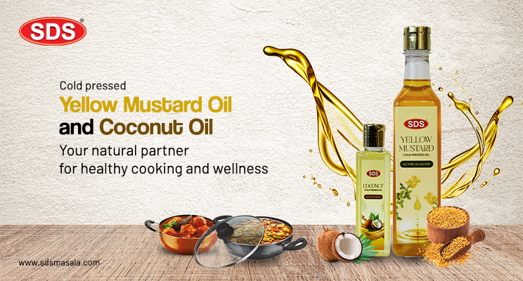 Cold Pressed Yellow Mustard and Coconut oil: Your Natural Partner for Healthy Cooking and Wellness.